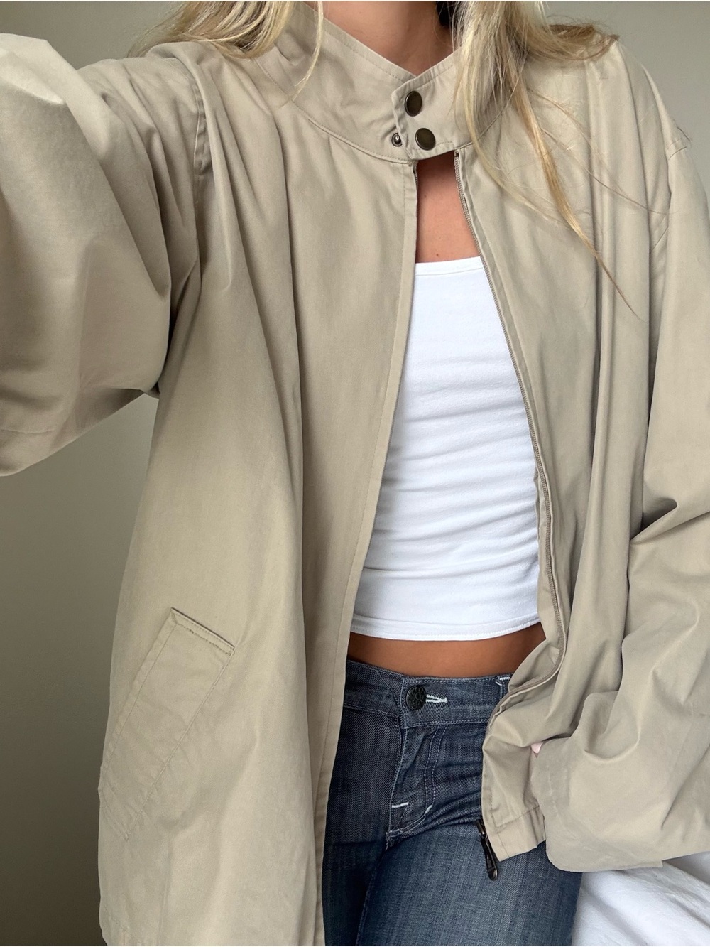 vintage London Fog Light Beige Trench coat harrington Jacket